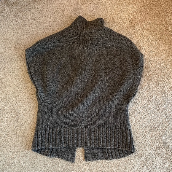 Theory wool sweater cardigan cape bolero black white herringbone small - Picture 9 of 9